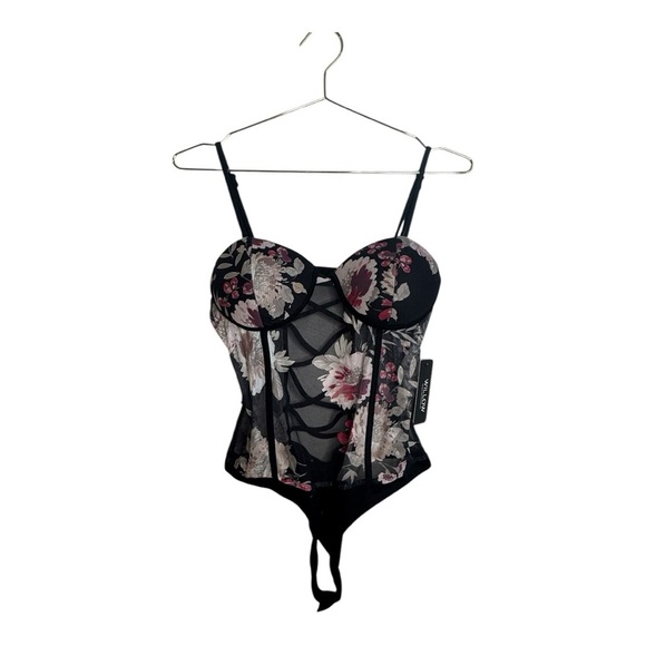 Willow Other - Willow Floral Black Corset Bodysuit Small